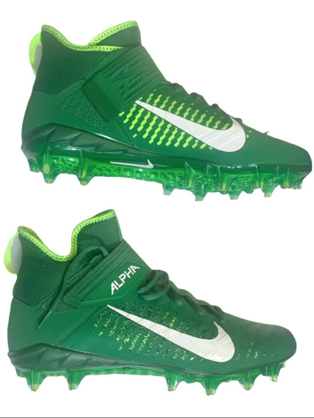 NIKE ALPHA MENACE PRO II 2 MID Men's Football Cleats Green size 12 Shoes